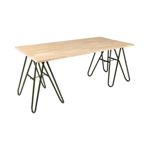 MaximaVida eiken tafel Minsk 200 cm - legergroene schragen Tafels Bruin Metaal