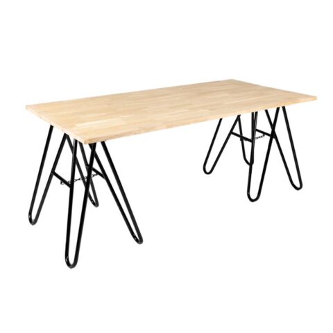 MaximaVida eiken tafel Minsk 200 cm - zwarte schragen Tafels Bruin Metaal