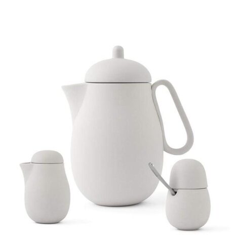 Nina Theeset Theepot 900 ml Melkkan & Suikerpot Wit Thee & accessoires Wit Porselein