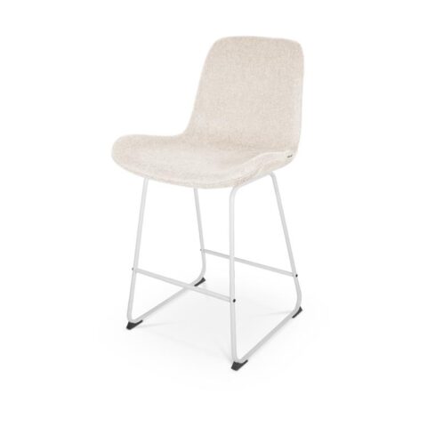 Nolon Nino barkruk beige - wit onderstel - 65 cm Stoelen Beige Katoen