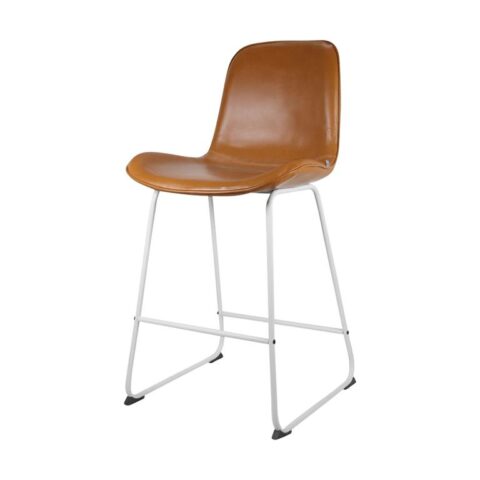 Nolon Nino barkruk kunstleer cognac - wit onderstel - 65 cm Stoelen Bruin Leder