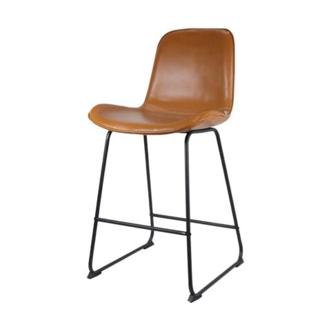 Nolon Nino barkruk kunstleer cognac - zwart onderstel - 65 cm Stoelen Bruin Leder