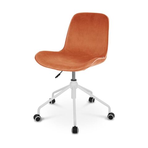 Nolon Nout bureaustoel velvet oker brons - wit onderstel Stoelen Bruin Fluweel