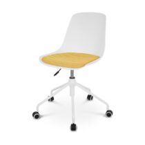 Nolon Nout bureaustoel wit met okergeel zitkussen - wit onderstel Stoelen Wit Kunststof