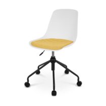 Nolon Nout bureaustoel wit met okergeel zitkussen - zwart onderstel Stoelen Wit Kunststof