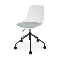Nolon Nout bureaustoel wit met zacht groen zitkussen - zwart onderstel Stoelen Wit Kunststof