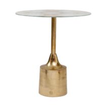 PTMD Lavina Ronde Bijzettafel - H40 x Ø48 cm - Aluminium/Glas - Goud Tafels Goud Aluminium