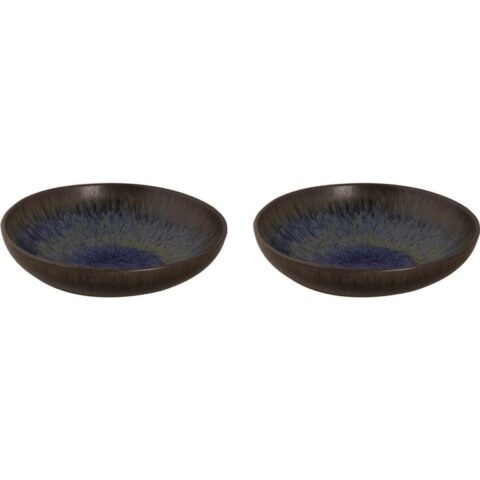 Palmer Bord diep Tama 22 cm Zwart Blauw Stoneware 2 stuk(s) Servies Blauw Porselein