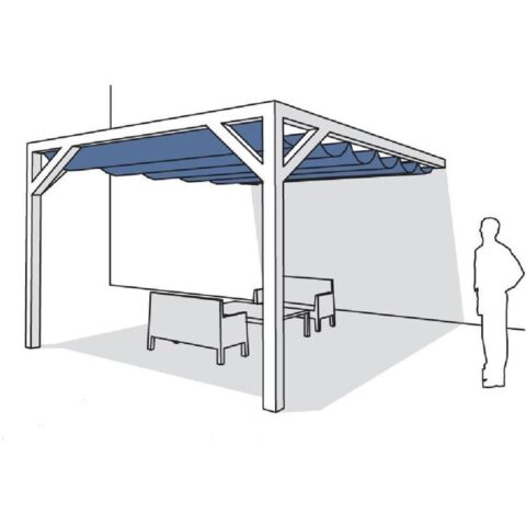 Pergola - Nesling - Douglas - Wall 1 - Antraciet - 200x400 cm Zonwering Grijs