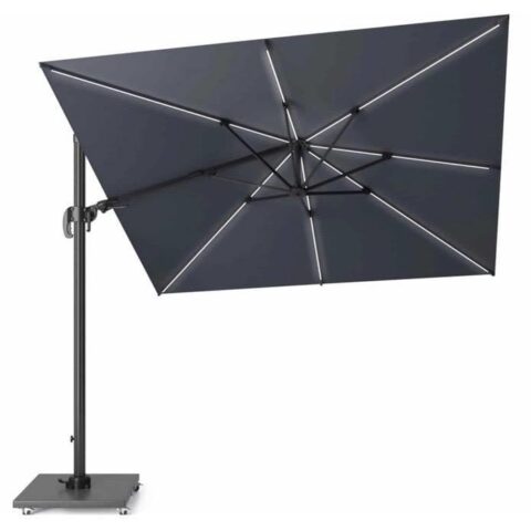 Platinum Challenger T2 glow zweefparasol 300x300 cm antraciet Zonwering Grijs Aluminium