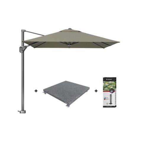 Platinum Voyager zweefparasol T1 2.5x2.5 m. - Taupe met voet en hoes Zonwering Taupe Polyester