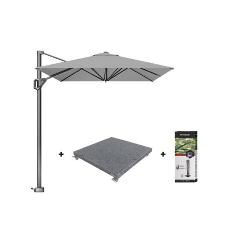 Platinum Voyager zweefparasol T1 3x2 m. - Light Grey met voet en hoes Zonwering Grijs Polyester