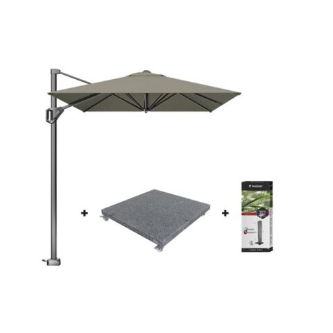 Platinum Voyager zweefparasol T1 3x2 m. - Taupe met voet en hoes Zonwering Taupe Polyester