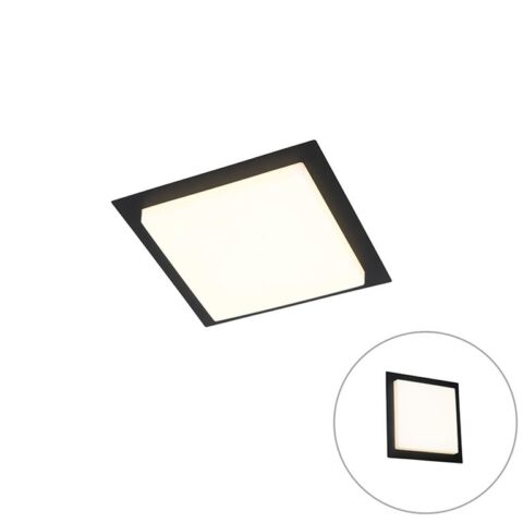 QAZQA LED Plafondlamp buiten lys - Zwart - Modern - L 30cm Buitenverlichting Zwart Kunststof