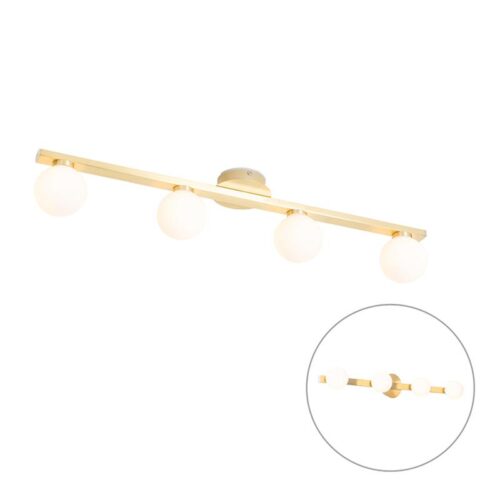 QAZQA Plafondlamp buiten cederic - Goud/messing - Modern - L 680mm Buitenverlichting Goud Glas