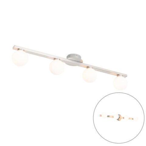 QAZQA Plafondlamp buiten cederic - Staal - Modern - L 680mm Buitenverlichting Zilver Glas