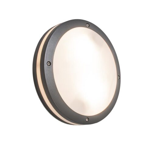 QAZQA Wandlamp buiten Glow - Donkergrijs - Modern - D 300mm Buitenverlichting Grijs Aluminium