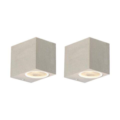 QAZQA Wandlamp buiten baleno - Staal - Design - B 65mm Buitenverlichting Zilver Aluminium