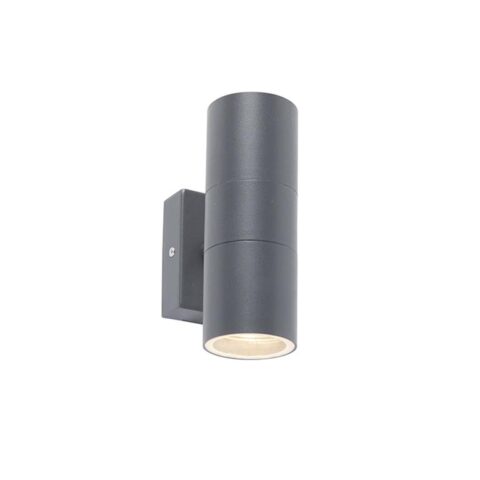 QAZQA Wandlamp buiten duo - Donkergrijs - Modern - H 160mm Buitenverlichting Grijs RVS