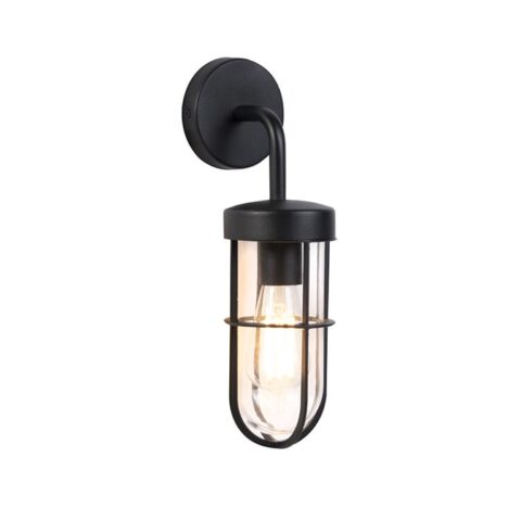 QAZQA Wandlamp buiten elza - Zwart - Landelijk - L 140mm Buitenverlichting Transparant