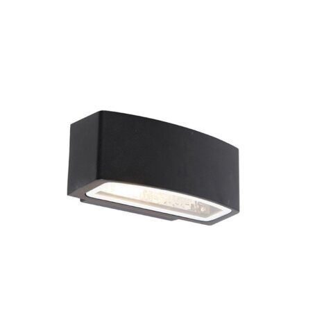 QAZQA Wandlamp buiten latina - Zwart - Modern - L 22cm Buitenverlichting Zwart Glas