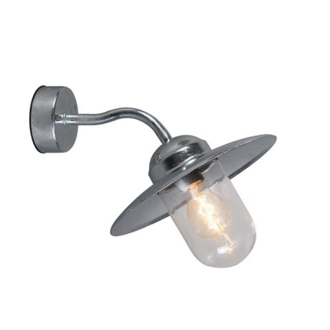 QAZQA Wandlamp buiten munich - Grijs - Landelijk - L 200mm Buitenverlichting Zilver Glas