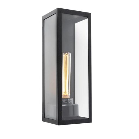 QAZQA Wandlamp buiten rotterdam - Zwart - Modern - L 122mm Buitenverlichting Transparant