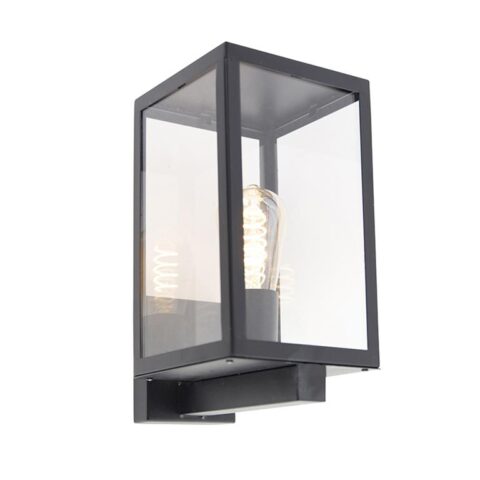 QAZQA Wandlamp buiten rotterdam - Zwart - Modern - L 210mm Buitenverlichting Transparant