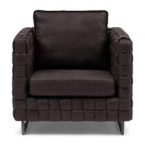 Riviera Maison Room 48 Armchair Pel Espresso - 88.0x88.0x64.0 cm Stoelen Bruin Kunstleer