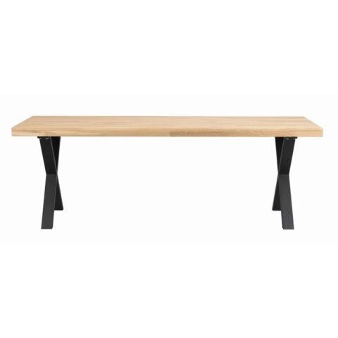 Rowico Brooklyn Verlengbare Eettafel - Massief Eiken - Metalen X-frame Tafels Bruin Hout