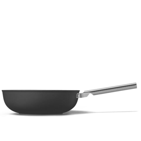 SMEG wok 30cm - Anti aanbak - Vaatwasbestendig - Zwart mat Pannen Zwart RVS