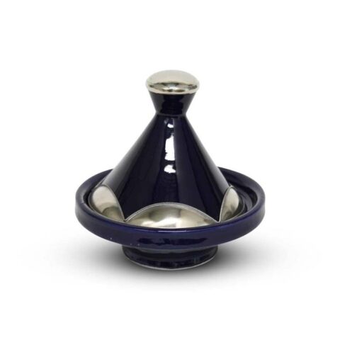 Safaary - Marokkaanse Tajine mini Donkerblauw Metaal Ø 13 x 14cm Pannen Blauw Aardewerk