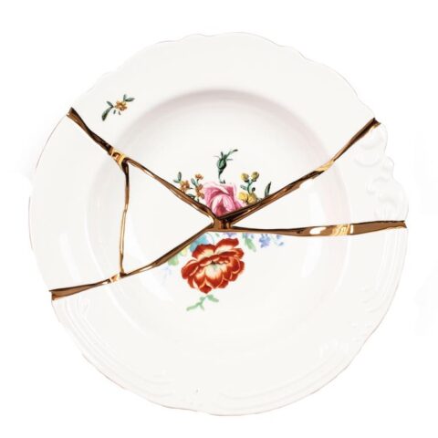 Seletti Kintsugi soep bord n2 Servies Multicolor Aardewerk