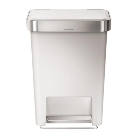 Simplehuman Rectangular Liner Pocket Pedaalemmer 45 Liter Afvalemmers Wit Kunststof