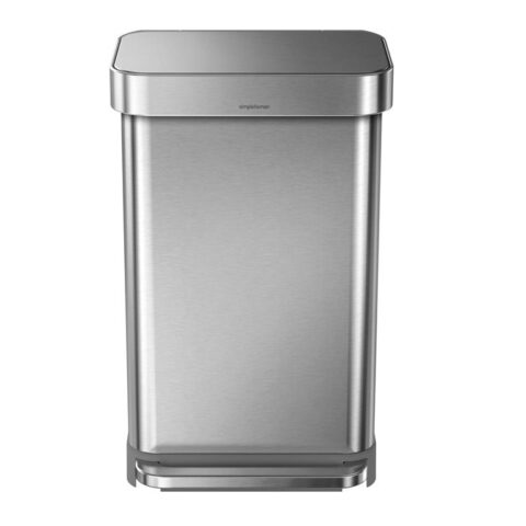 Simplehuman Rectangular Liner Pocket Pedaalemmer 45 Liter Afvalemmers Zilver RVS