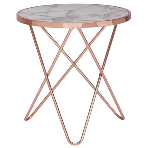 Sky Style Marmer Copper Bijzettafel White Tafels Wit Glas