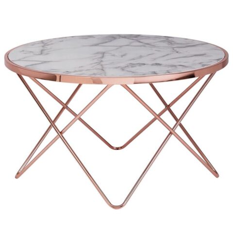 Sky Style Marmer Copper Salontafel White Tafels Wit Glas