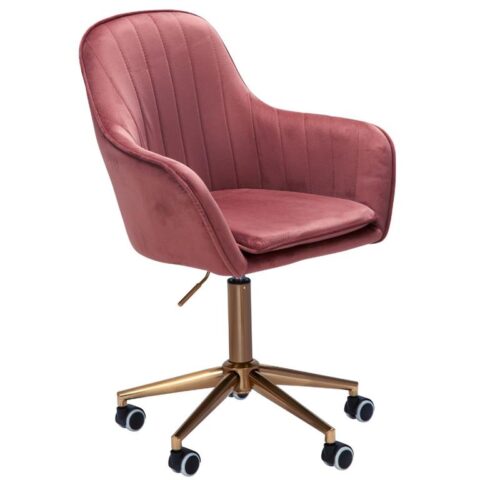 Sky Style Solo Bureaustoel Velvet Roze Stoelen Roze Polyester