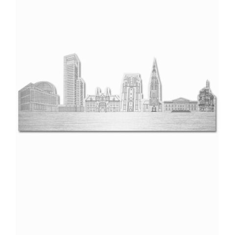 Skyline Leeuwarden vrijstaand metaal 120x48 cm Wanddecoratie Grijs Aluminium