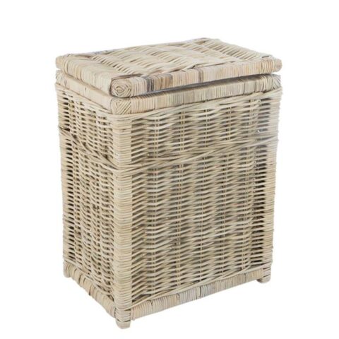 Sweet Living - Rotan Wasmand Naturel - 50x35xH65 cm Opbergen Wit Rotan