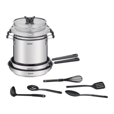 Tefal Opti'Space Pannenset - Set van 10 Pannen Zilver RVS