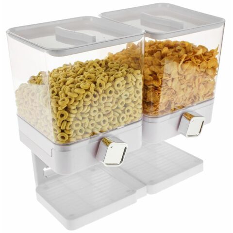 United Entertainment - Luxe Dubbele Cornflakes Dispenser - Wit Opbergen Wit Kunststof