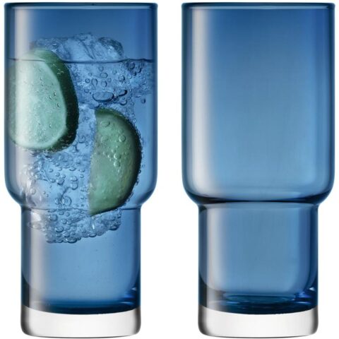 Utility Longdrinkglas 390 ml Set van 2 Stuks Glazen Blauw Glas