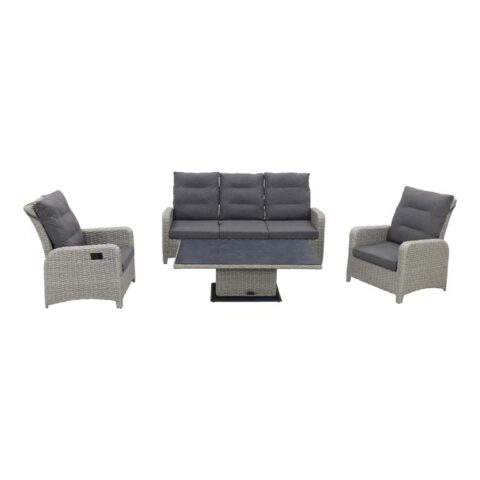 VDG Verstelbare loungeset Hollywood - white grey Tuinmeubelen Grijs Wicker