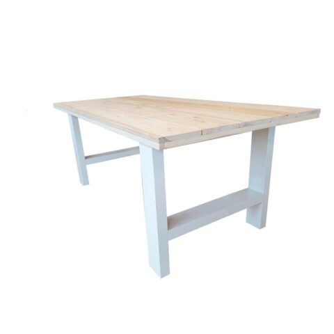 Wood4you - Eettafel Seattle blanco geschaafd vurenhout 150Lx78Hx90D cm Tafels Wit Hout