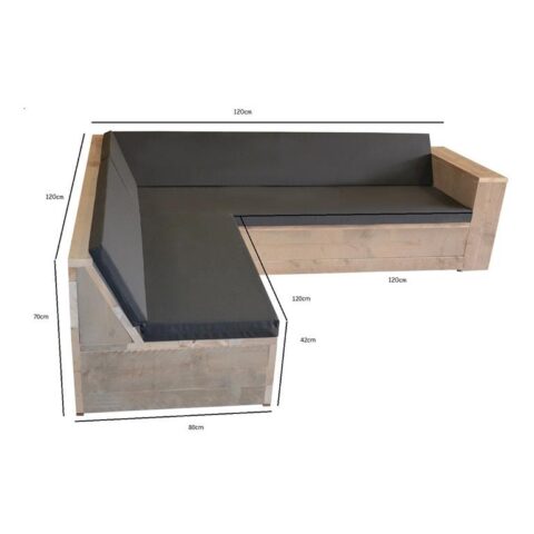 Wood4you - Loungeset 1 steigerhout 200x200 cm - incl kussens Tuinmeubelen Bruin Hout