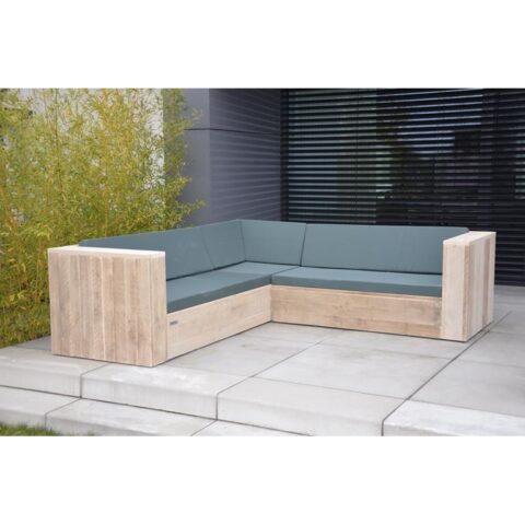 Wood4you - Loungeset 2 steigerhout 200x200 cm - incl kussens Tuinmeubelen Bruin Hout