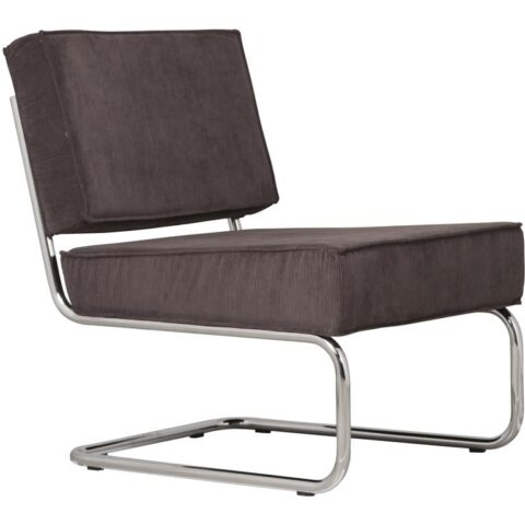 Zuiver Lounge Chair Ridge Rib Fauteuil Stoelen Grijs Chroom