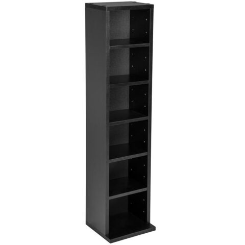 tectake CD kast met 6 vakken voor 102 CD's 90x21x20cm Kasten Zwart Hout