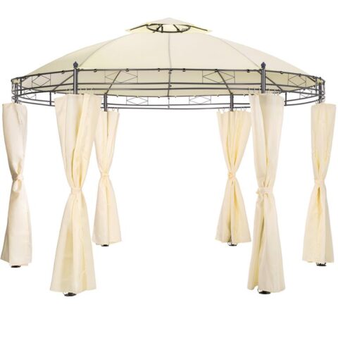 tectake Luxueus tuinpaviljoen 350cm Siana Zonwering Beige Polypropyleen